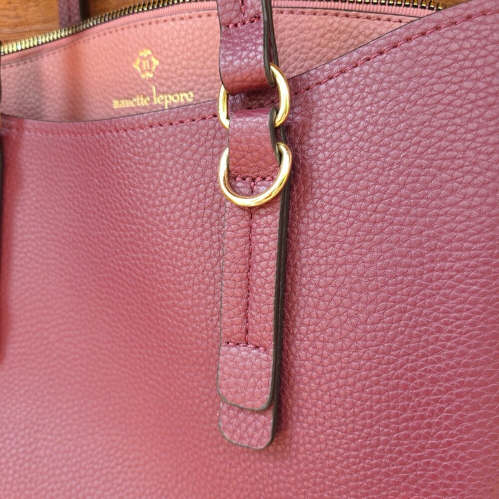 Nanette Lepore Berry Red/Pink Leather Handbag Shoulder Bag Purse - Picture 9 of 13